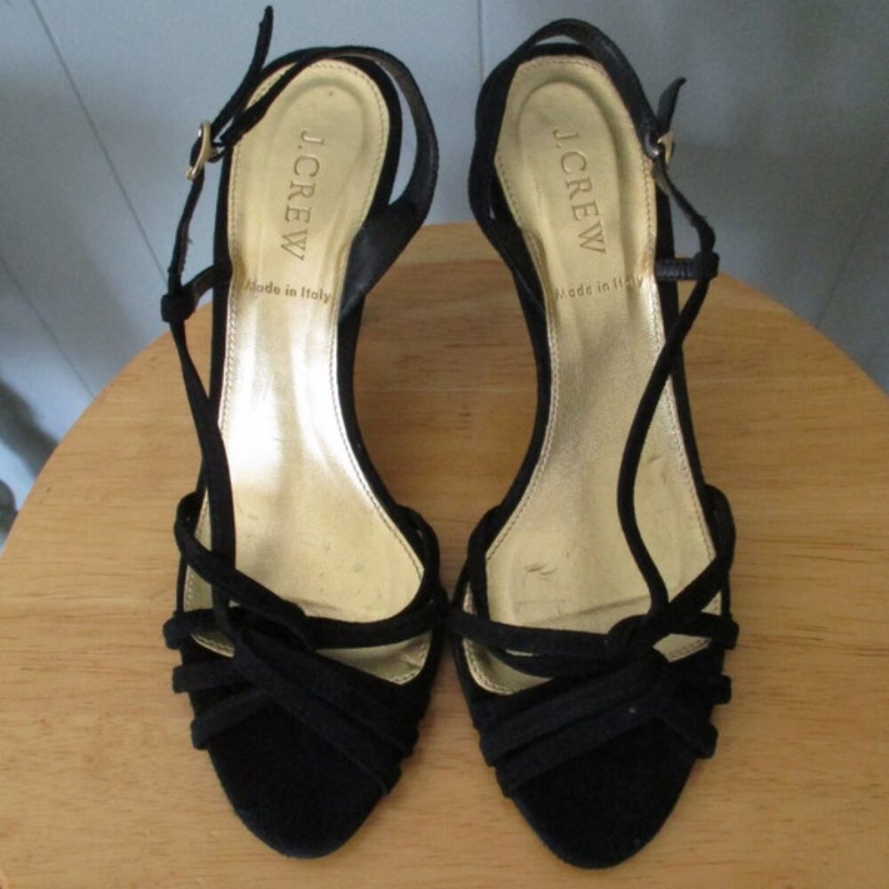 J. CREW Black Velvet Strappy Heels NWOT
